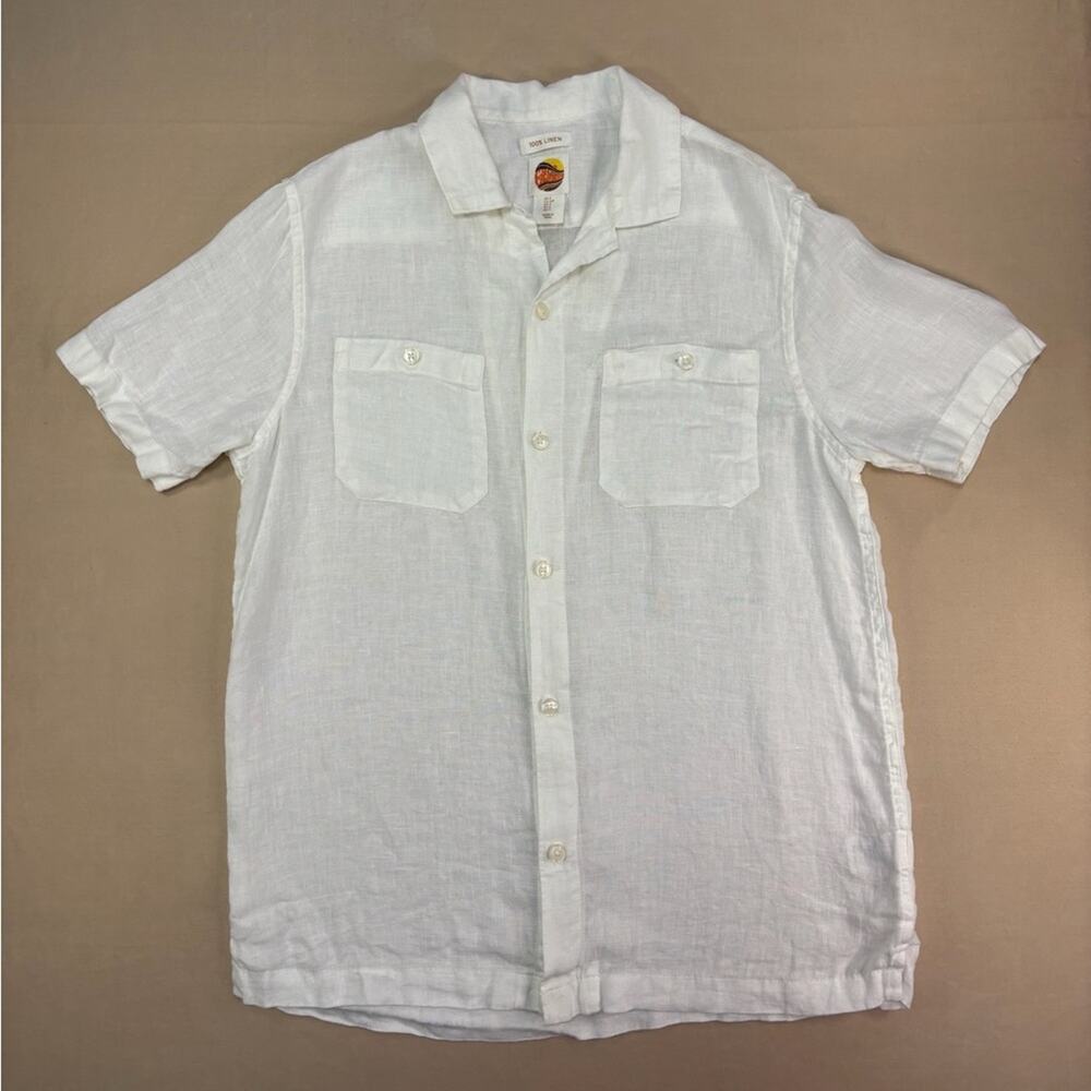 C&C California Men's White 100% Linen Casual Button Down Shirt Size Small